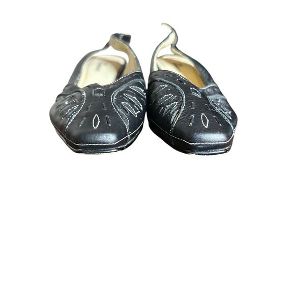 Ros hommerson sling back dress leather heel double wide 8 1/2 WW pointed toe - Picture 4 of 12